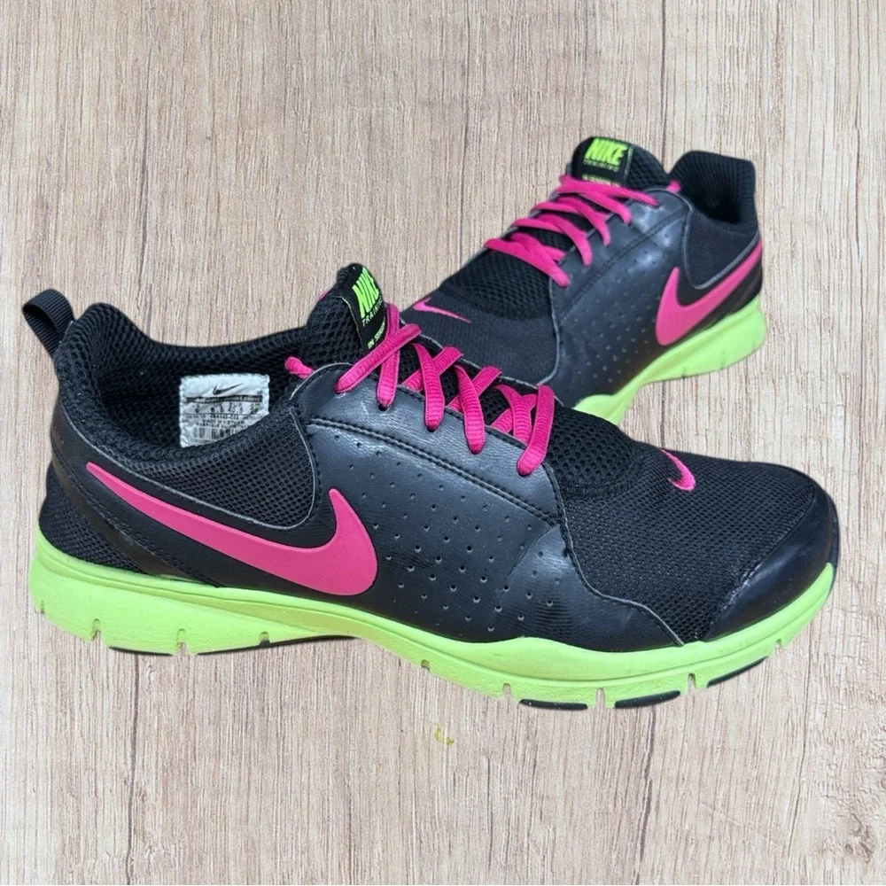 Nike Women’s Training TR Athletic Shoes Black/Pink/Lime 454445-063 Size 9